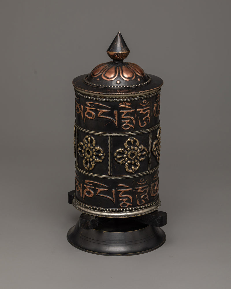 Handcrafted Tibetan Buddhist Prayer Wheel | Sacred Buddhist Artifact for Home Altar