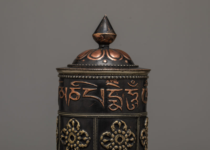 Handcrafted Tibetan Buddhist Prayer Wheel | Sacred Buddhist Artifact for Home Altar