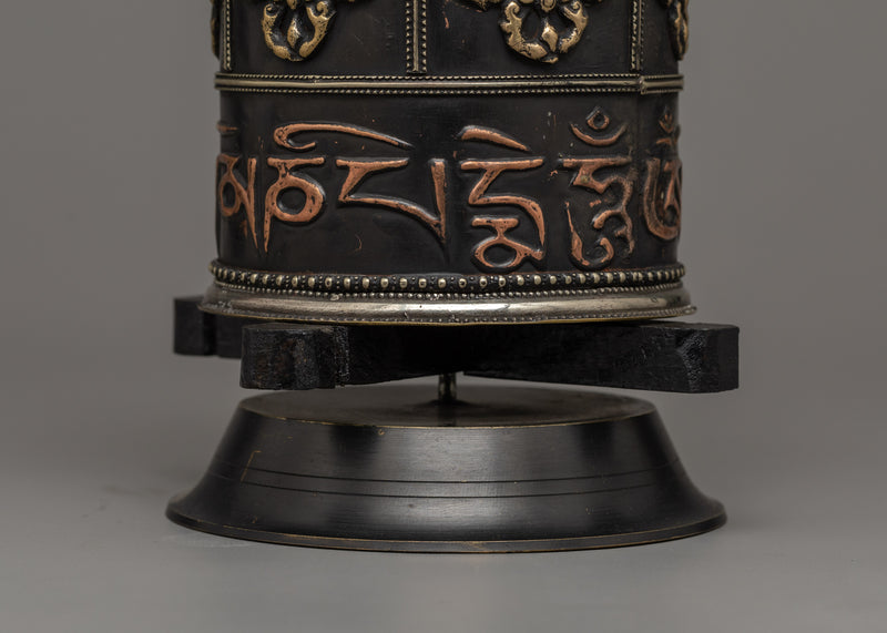 Handcrafted Tibetan Buddhist Prayer Wheel | Sacred Buddhist Artifact for Home Altar