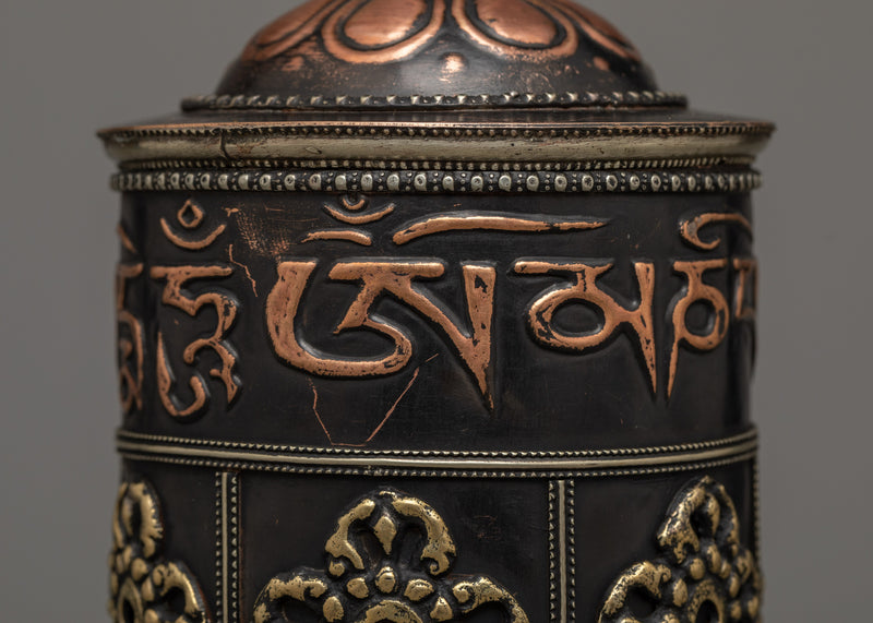 Handcrafted Tibetan Buddhist Prayer Wheel | Sacred Buddhist Artifact for Home Altar