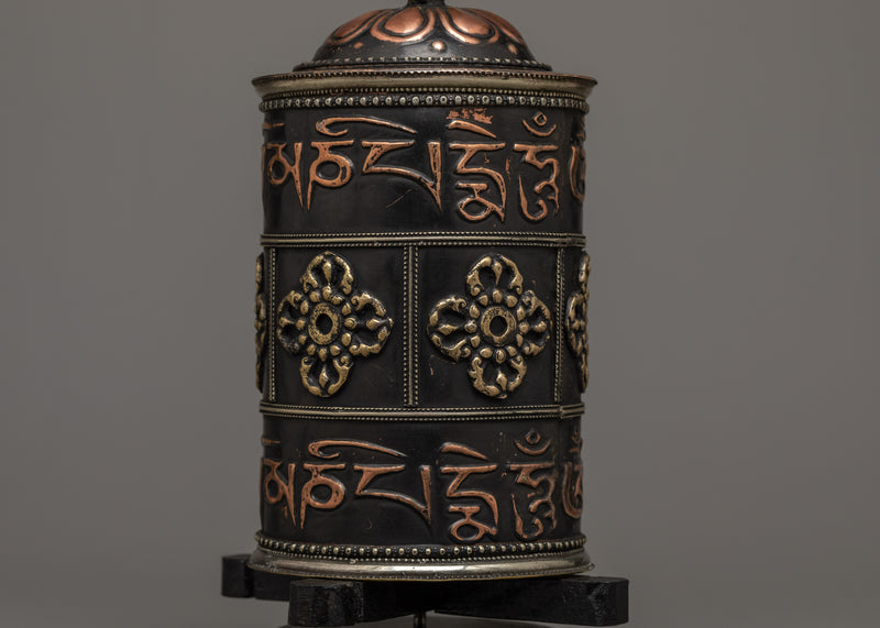 Handcrafted Tibetan Buddhist Prayer Wheel | Sacred Buddhist Artifact for Home Altar