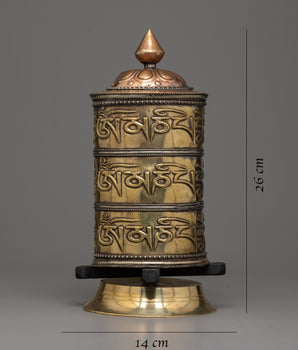 Copper and Brass Prayer Wheel | Portable Spiritual Tool for Daily Practice