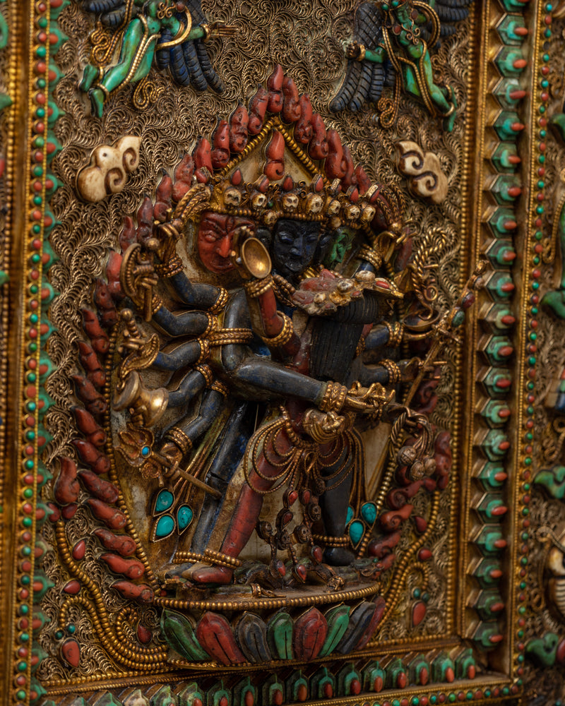 Chakrasamvara Metal Thangka | A Thangka Showing Spiritual Buddhist Knowledge