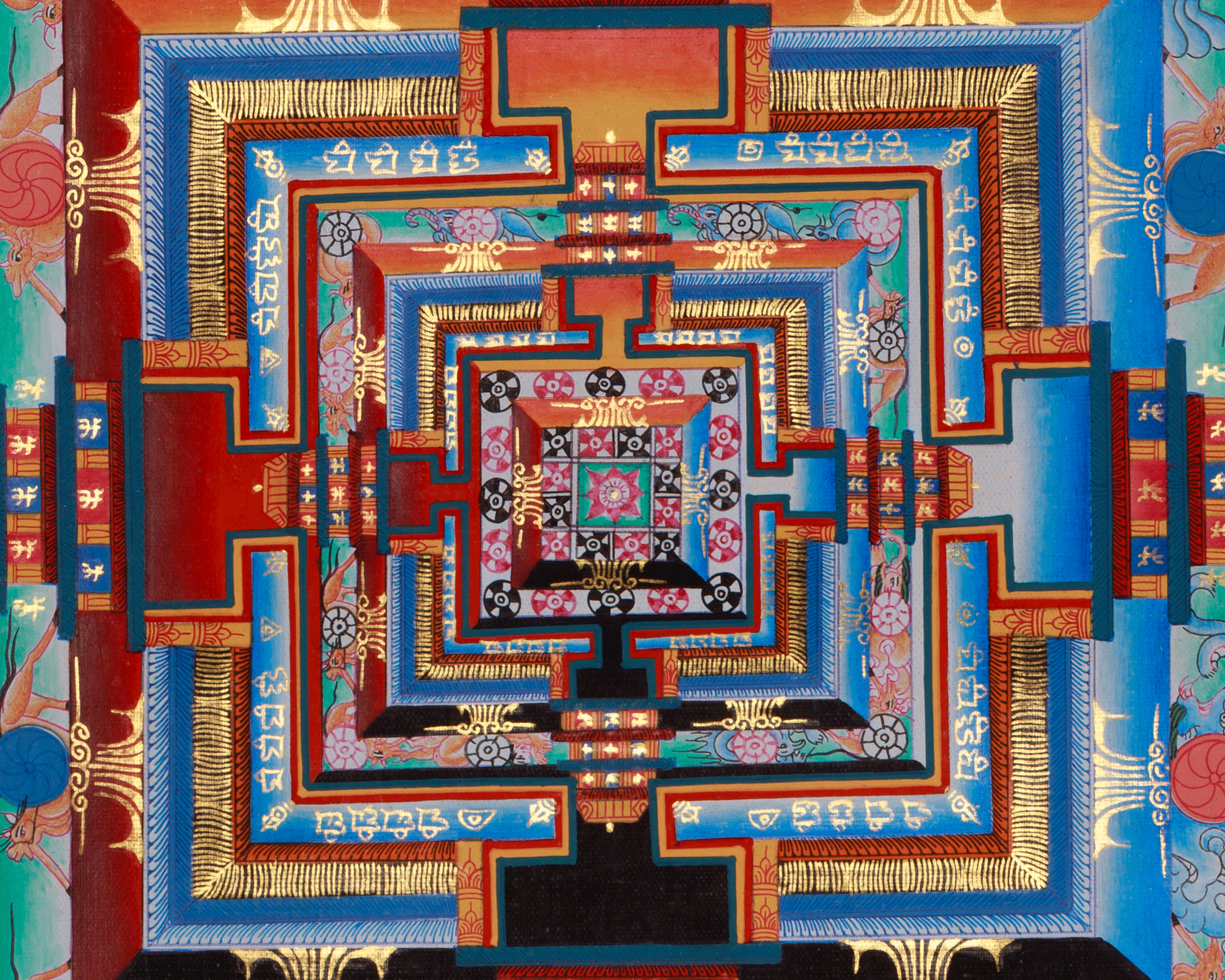 Spiritual Kalachakra Mandala Thangka | Himalayan Buddhist Mandala Painting