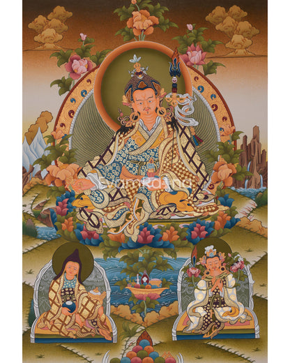 Guru Rinpoche/Guru Padmasambhava Thangka | Tibetan Wall Arts | Handmade Thangka For Home and Office Decor |