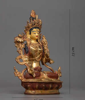 White Tara Copper Statue | Serene Meditation Space Art