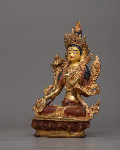 White Tara Copper Statue | Serene Meditation Space Art