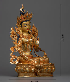 Green Tara Copper Statue | Handmade Spiritual Deity