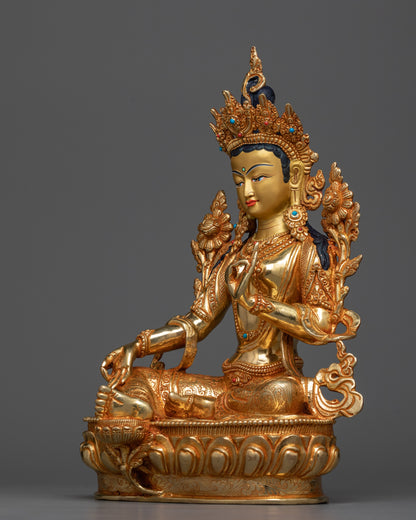 Green Tara Copper Statue | Handmade Spiritual Deity