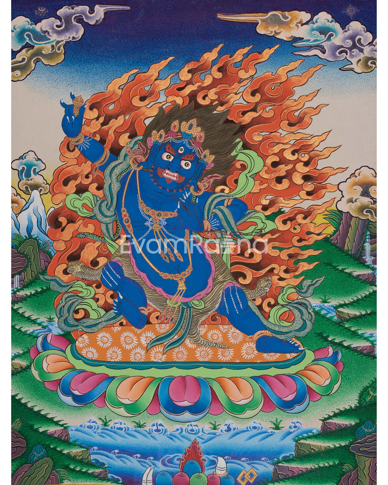 Original Hand-Painted Vajrapani Thangka | Tibetan Wall Hanging