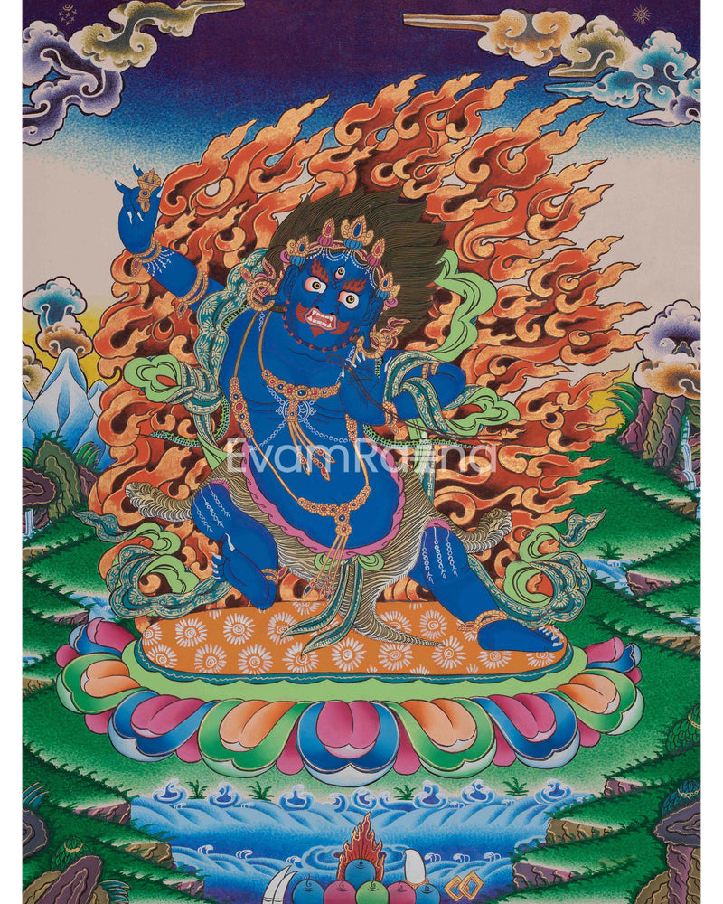 Original Hand-Painted Vajrapani Thangka | Tibetan Wall Hanging