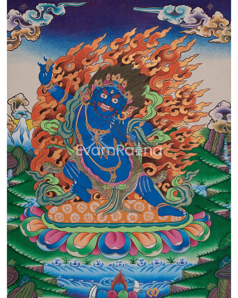 Original Hand-Painted Vajrapani Thangka | Tibetan Wall Hanging