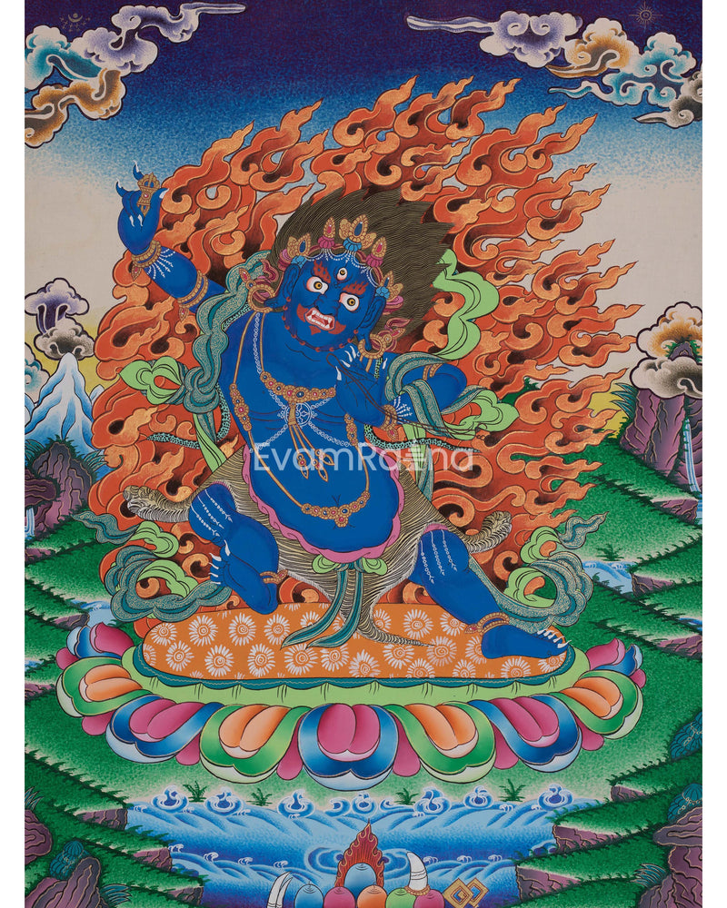 Original Hand-Painted Vajrapani Thangka | Tibetan Wall Hanging