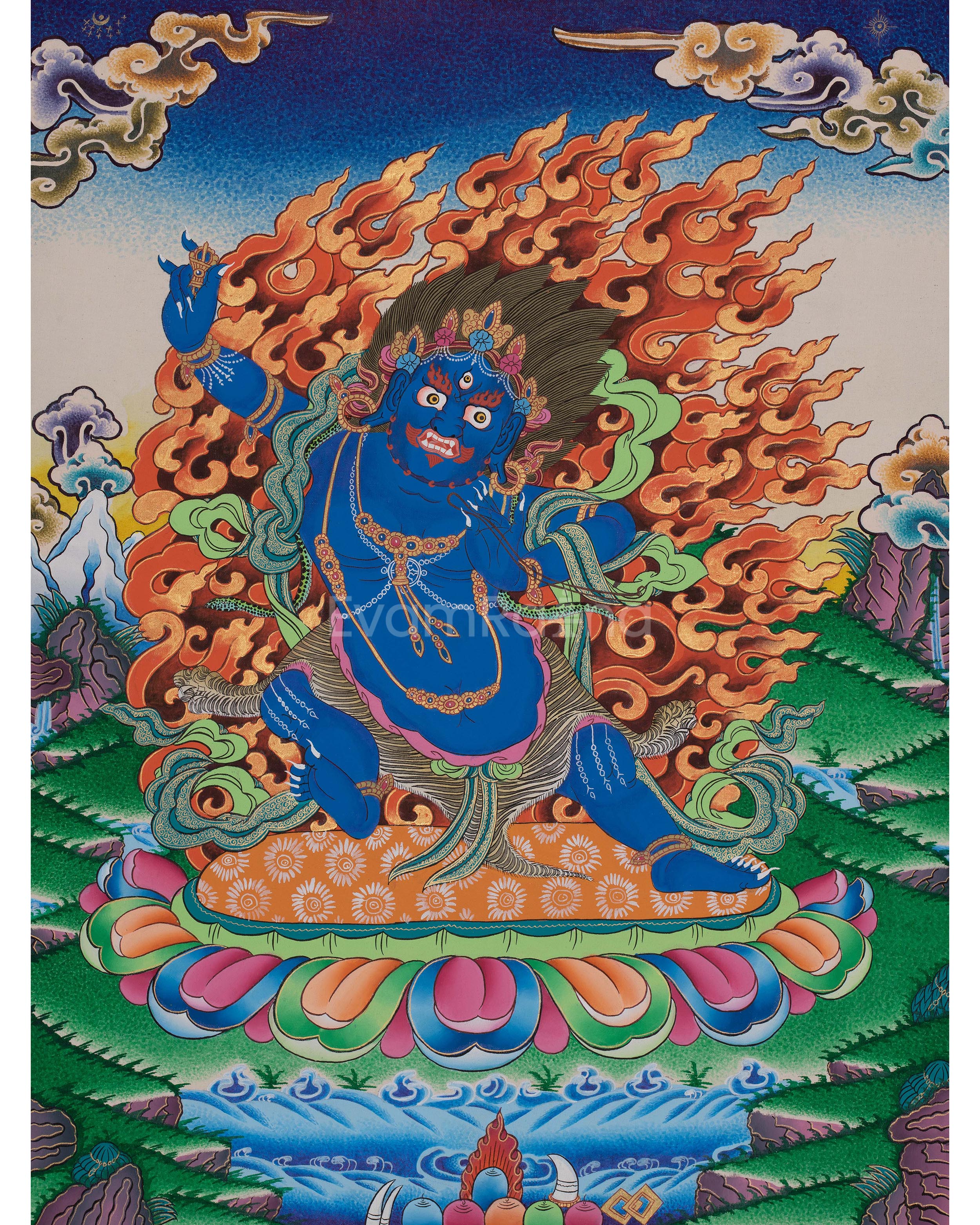 Original Hand-Painted Vajrapani Thangka | Tibetan Wall Hanging