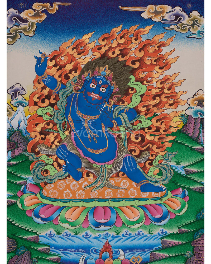 Original Hand-Painted Vajrapani Thangka | Tibetan Wall Hanging