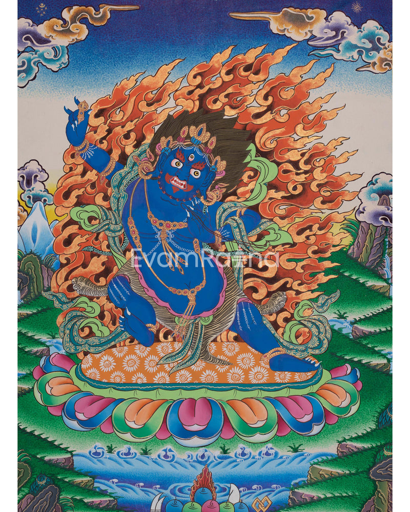 Original Hand-Painted Vajrapani Thangka | Tibetan Wall Hanging