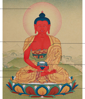 Divine Red Amitabha Buddha Thangka | Lhasa Stone Pigments