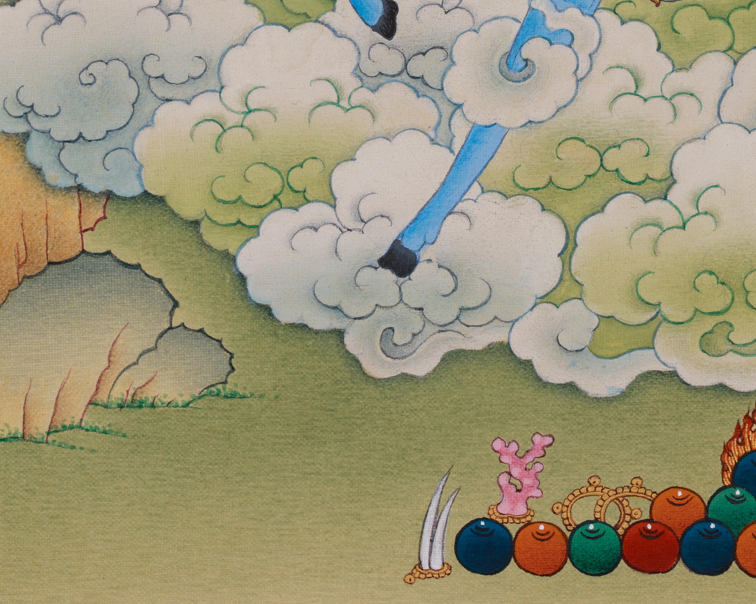 Achi Chokyi Drolma with Jigten Sumgon Thangka | The Protector Deity and Revered Teacher