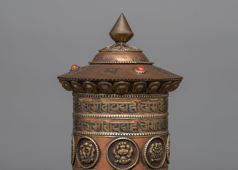 Stand Copper Prayer Wheel | Unique Buddhist Artifact for Serenity and Devotion