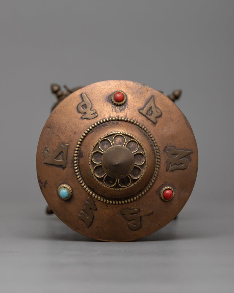 Stand Copper Prayer Wheel | Unique Buddhist Artifact for Serenity and Devotion