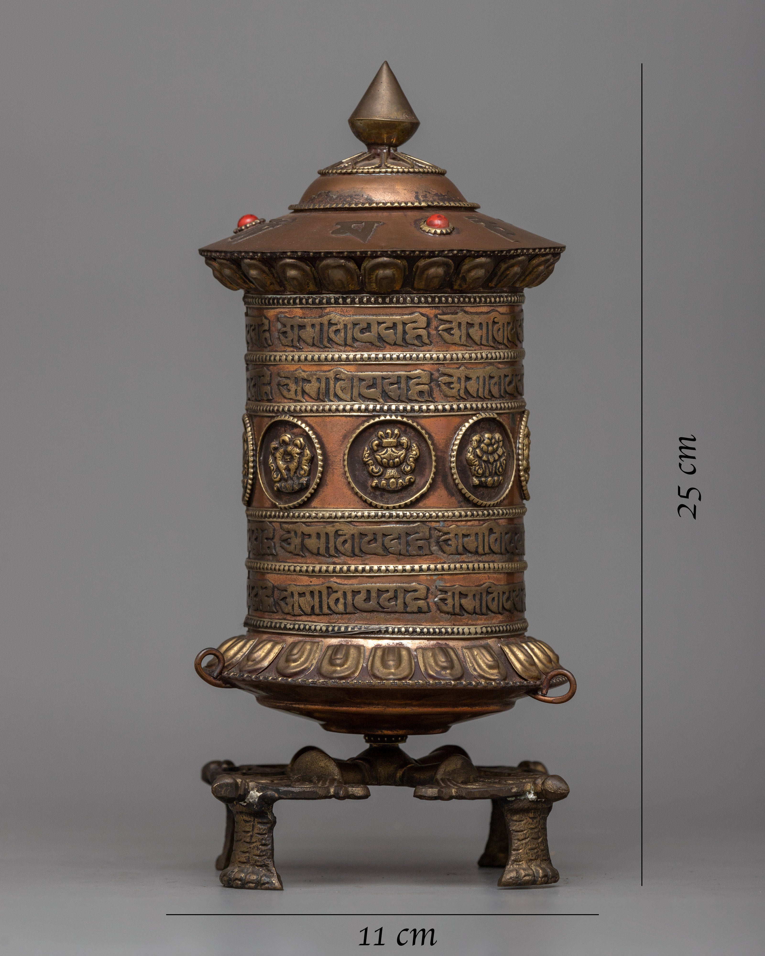Stand Copper Prayer Wheel | Unique Buddhist Artifact for Serenity and Devotion