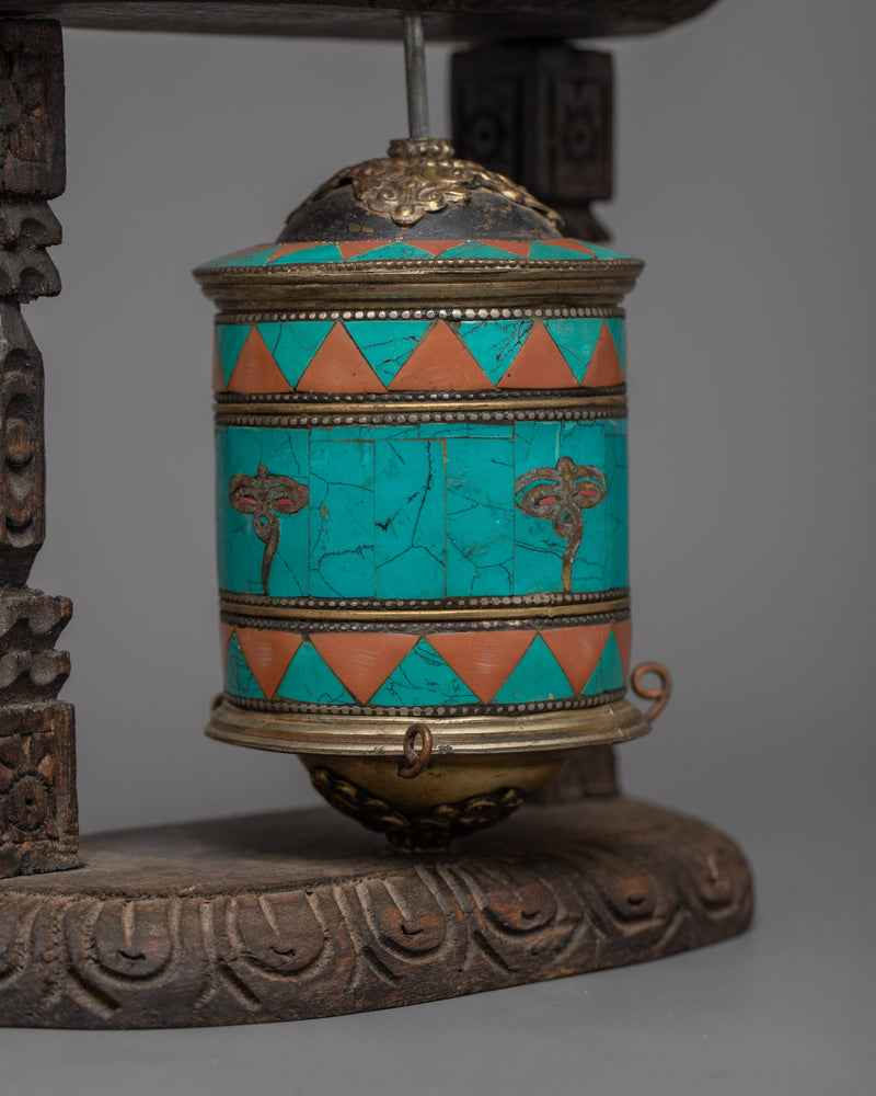 Turquoise Prayer Wheel | Infusing Tradition into Meditation