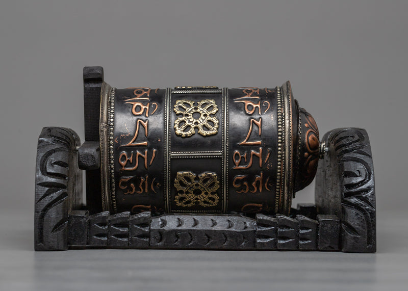 Wooden Prayer Wheel | Boho Meditation Decor