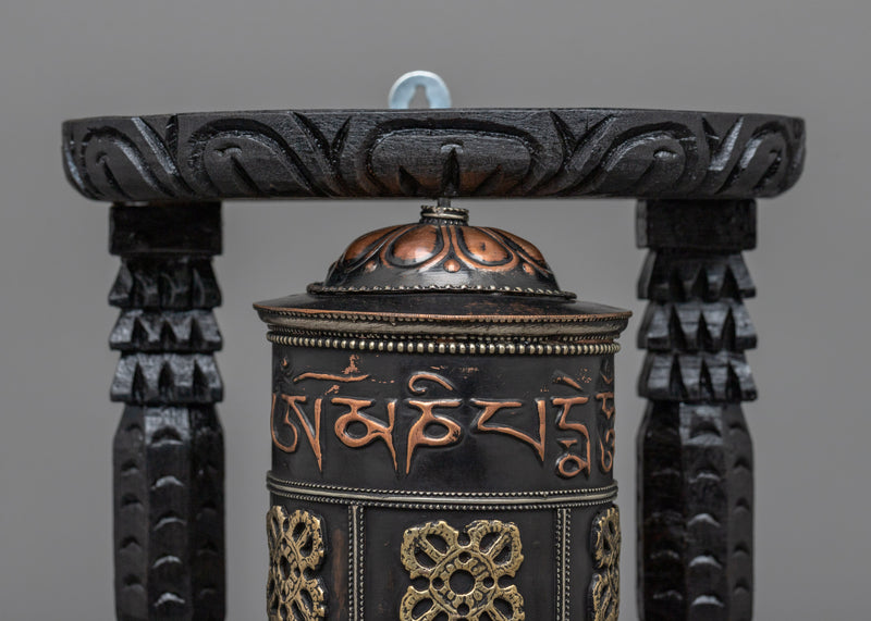 Wooden Prayer Wheel | Boho Meditation Decor