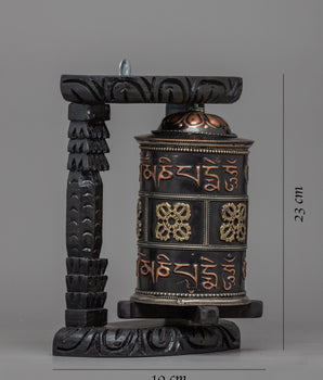 Wooden Prayer Wheel | Boho Meditation Decor