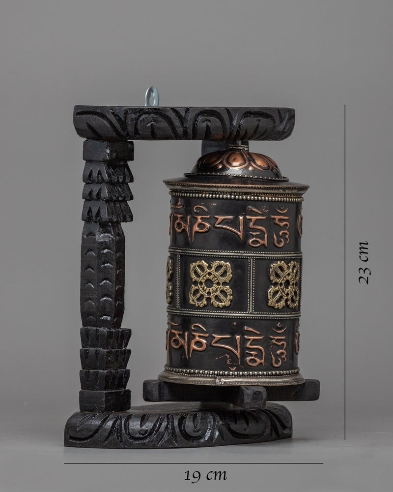 Wooden Prayer Wheel | Boho Meditation Decor