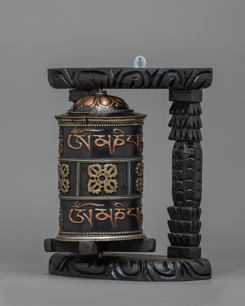 Wooden Prayer Wheel | Boho Meditation Decor