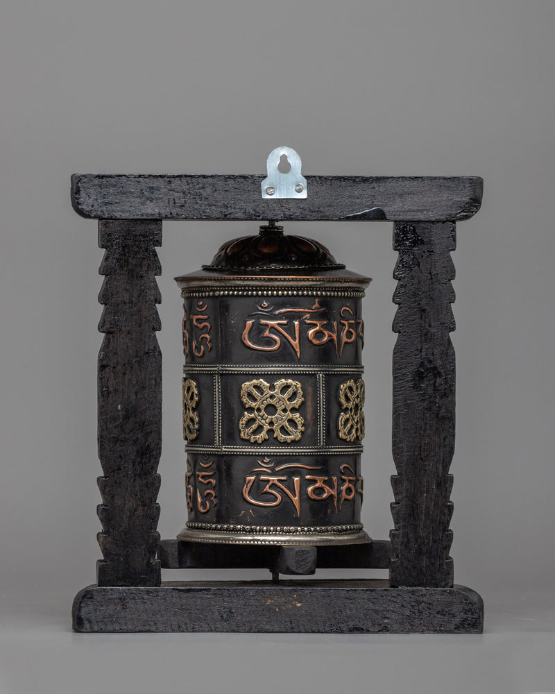 Wooden Prayer Wheel | Boho Meditation Decor