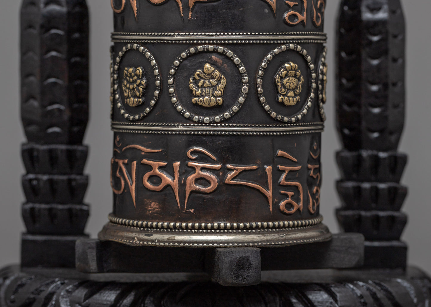 Wooden Frame Prayer Wheel | Tibetan Mantra Wheel for Your Altar