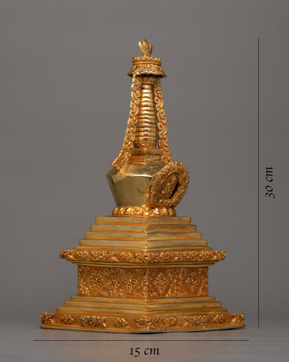 Gold-Adorned Buddha Stupa | Enhance Your Meditation