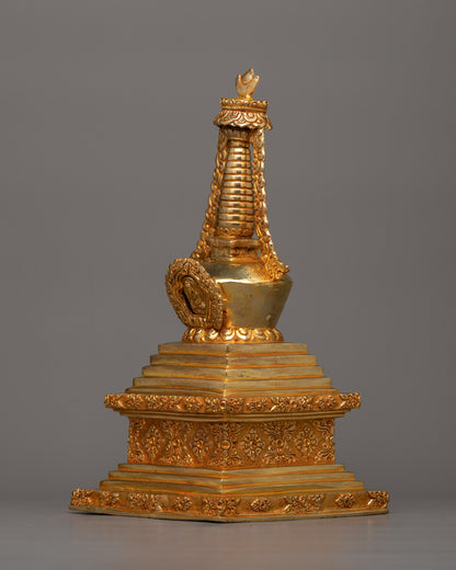 Gold-Adorned Buddha Stupa | Enhance Your Meditation