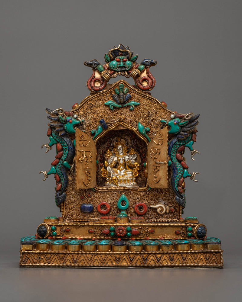 Buddhist Green Tara Ghau Box |  Preserving Tibetan Devotional Practices