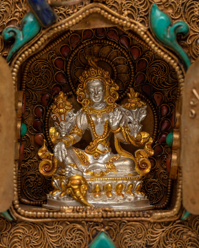 Buddhist Green Tara Ghau Box |  Preserving Tibetan Devotional Practices