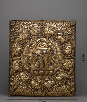 Kalcharka with Zodiac Sign Metal Wall Hanging | Perfect for Astrology Enthusiasts and Spiritual Seekers