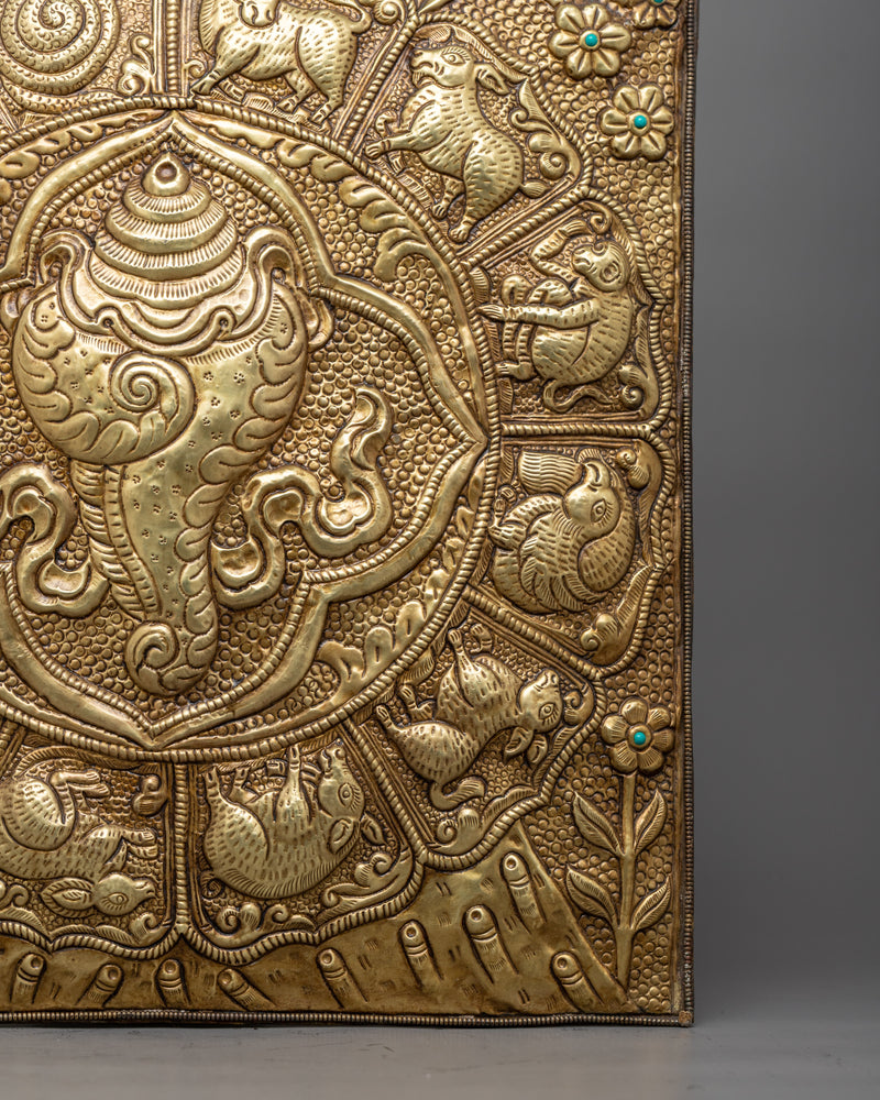 Sankha Metal Wall Hanging | Unique Thangka Design with Zodiac Signs Calander