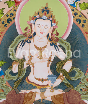 Hand-Painted Vajrasattva Deity Thangka | Symbol of Purification and Healing