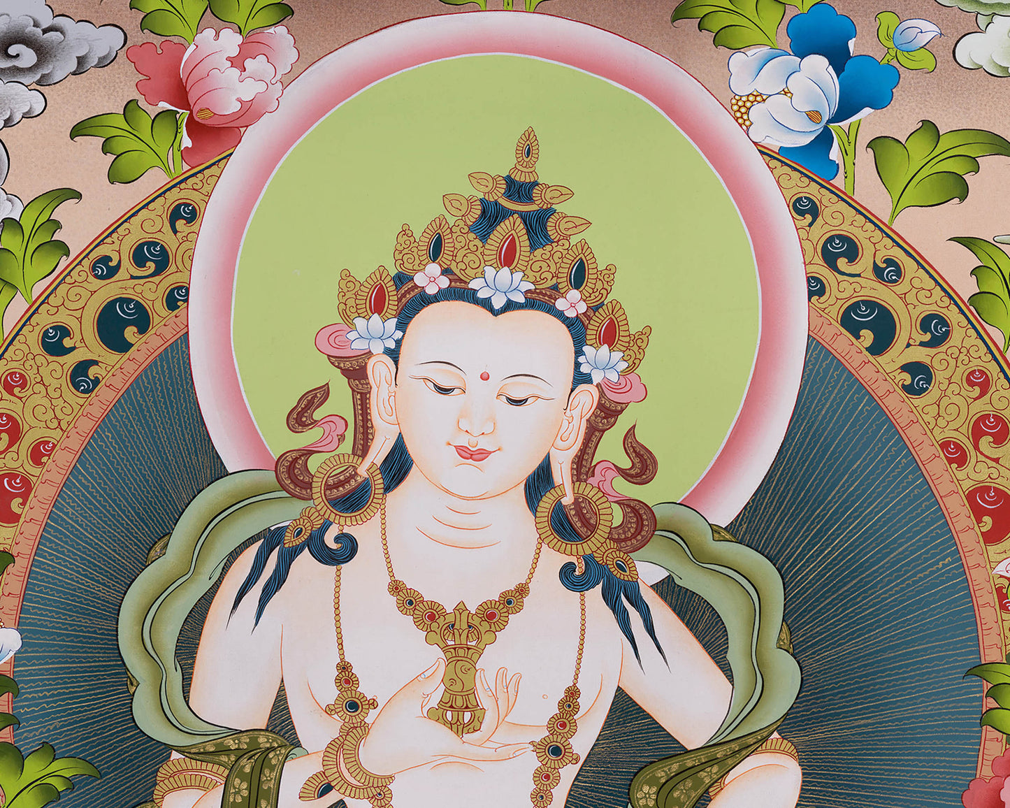 Hand-Painted Vajrasattva Deity Thangka | Symbol of Purification and Healing