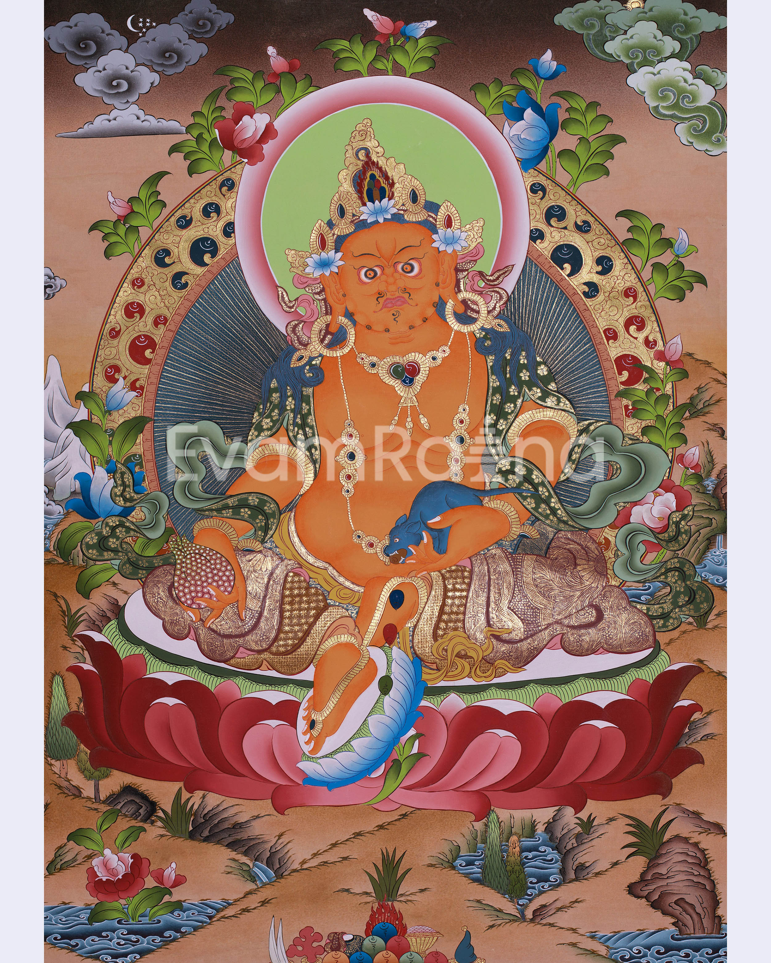Dzambala Wealth Deity Thangka Painting