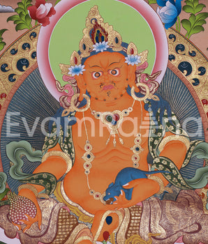 Dzambala Wealth Deity Thangka Painting | Kubera God of Wealth