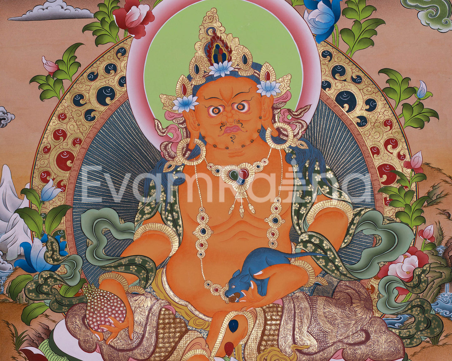 Dzambala Wealth Deity Thangka Painting | Kubera God of Wealth