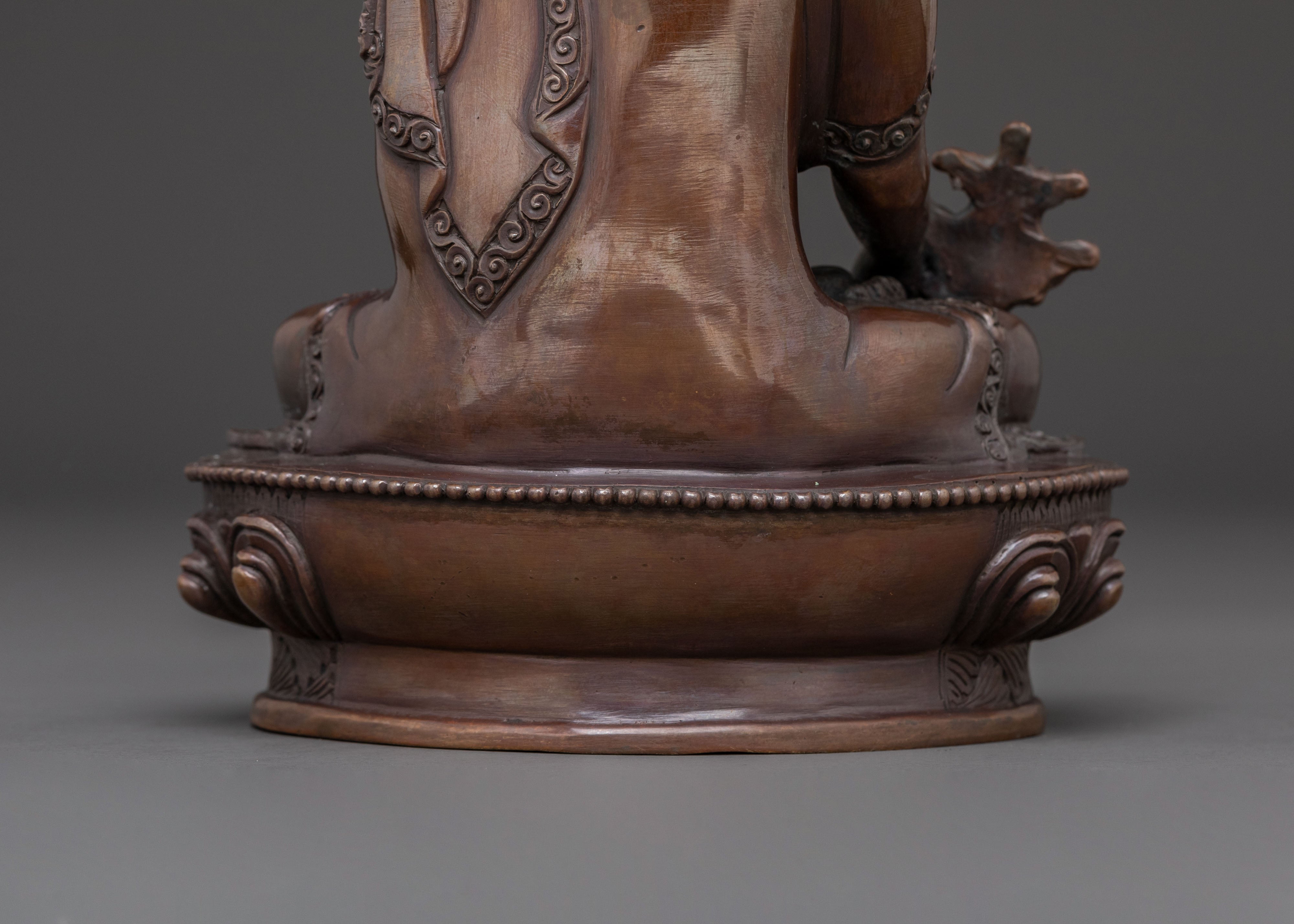 Healing Radiance: Medicine Buddha Spiritual Statue in Oxidized Copper
