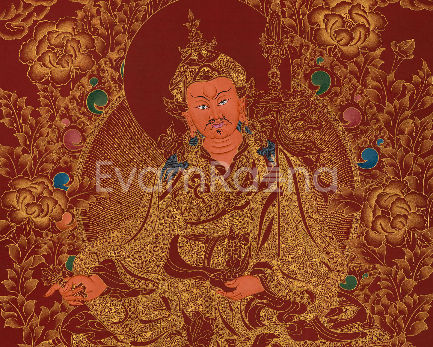 Guru Rinpoche Padmasambhava Thangka Painting | Red Background