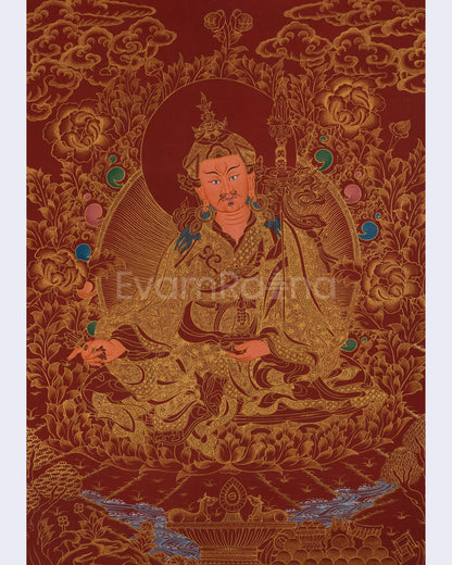 Guru Rinpoche Padmasambhava Thangka Painting | Red Background