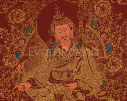 Guru Rinpoche Padmasambhava Thangka Painting | Red Background