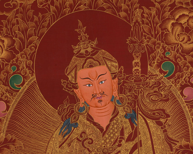 Guru Rinpoche Padmasambhava Thangka Painting | Red Background