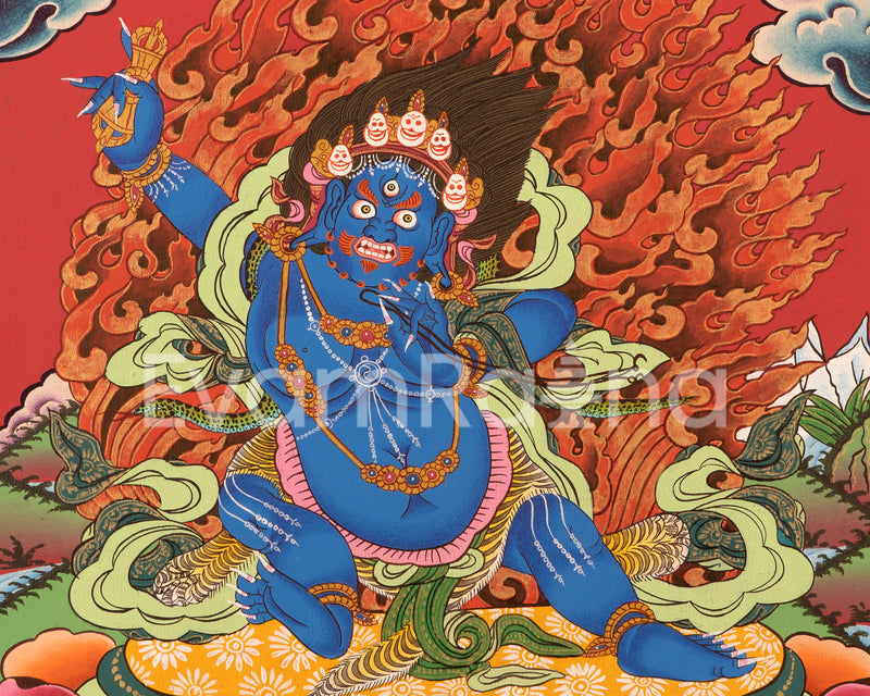 Original Hand Painted Vajrapani Bodhisattva Thangka | Tibetan Wrathful Bodhisattva Painting